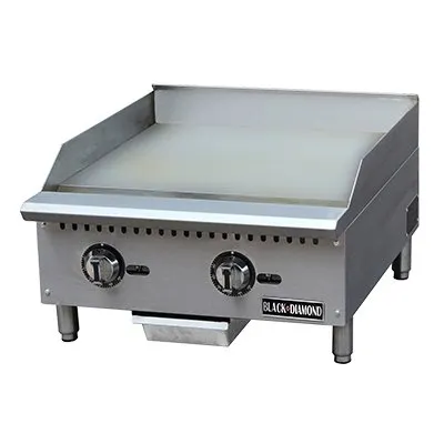 Black Diamond BDCTG-24T 24" Countertop Gas Griddle with Thermostatic Controls, 1" Steel Plate, 60.000 BTU
