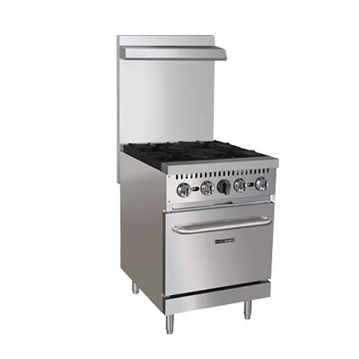 Adcraft BDGR-24/NG 24" Natural Gas Restaurant Range w/ (4) Open Burners, (1) Standard Oven,150.000 BTU 