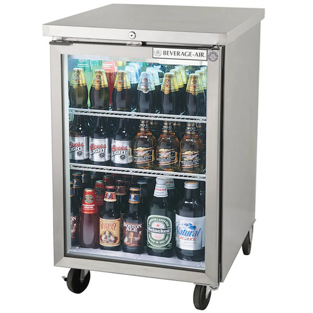 Beverage Air BB24HC-1-G-S 24" 1 Section Black Back Bar Cooler with Glass Door