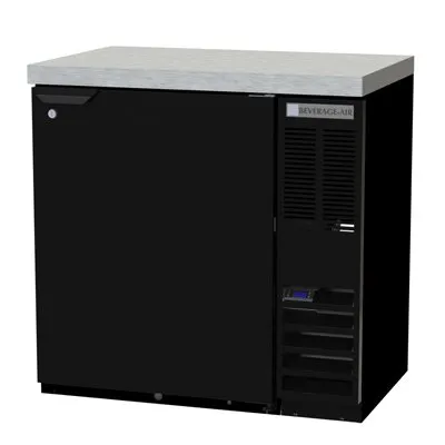 Beverage Air BB36HC-1-B-27 36" 1 Section Black Back Bar Cooler with Solid Door