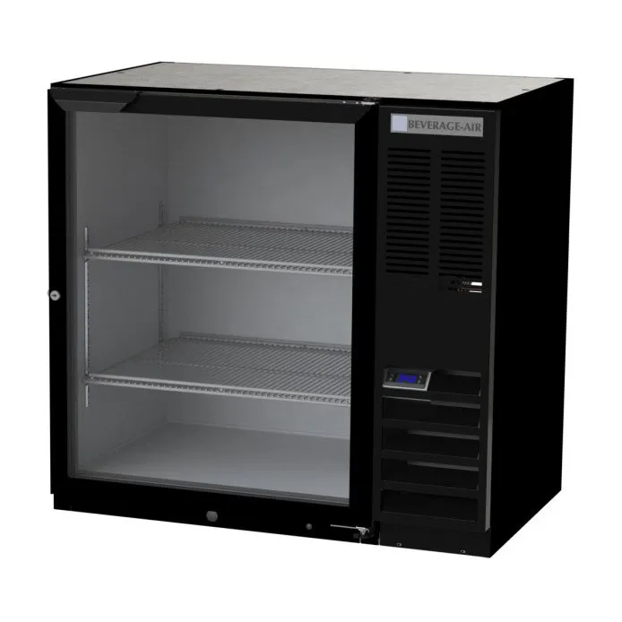 Beverage Air BB36HC-1-FG-B 36" 1 Section Black Back Bar Cooler with Glass Door