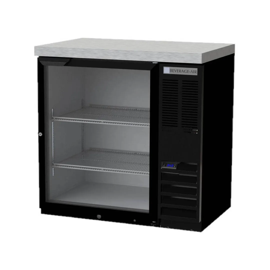 Beverage Air BB36HC-1-G-B-27 36" 1 Section Black Back Bar Cooler with Glass Door