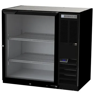 Beverage Air BB36HC-1-G-B 36" One Section Back Bar Cooler with Glass Door, 8.36 cu. ft.