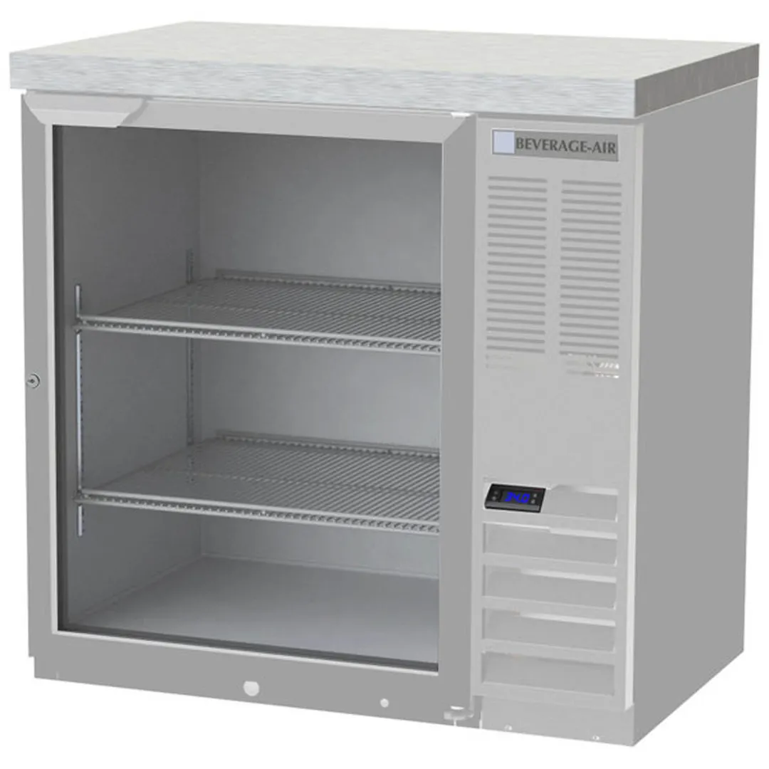 Beverage Air BB36HC-1-G-S-27 36" 1 Section Black Back Bar Cooler with Glass Door