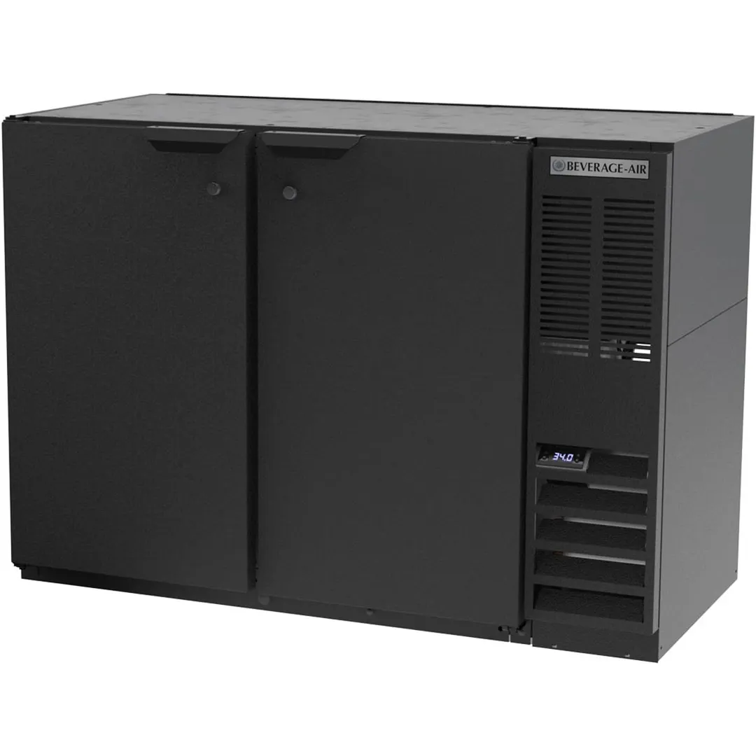 Beverage Air BB48HC-1-F-B 48" 2 Section Black Back Bar Cooler with Solid Door