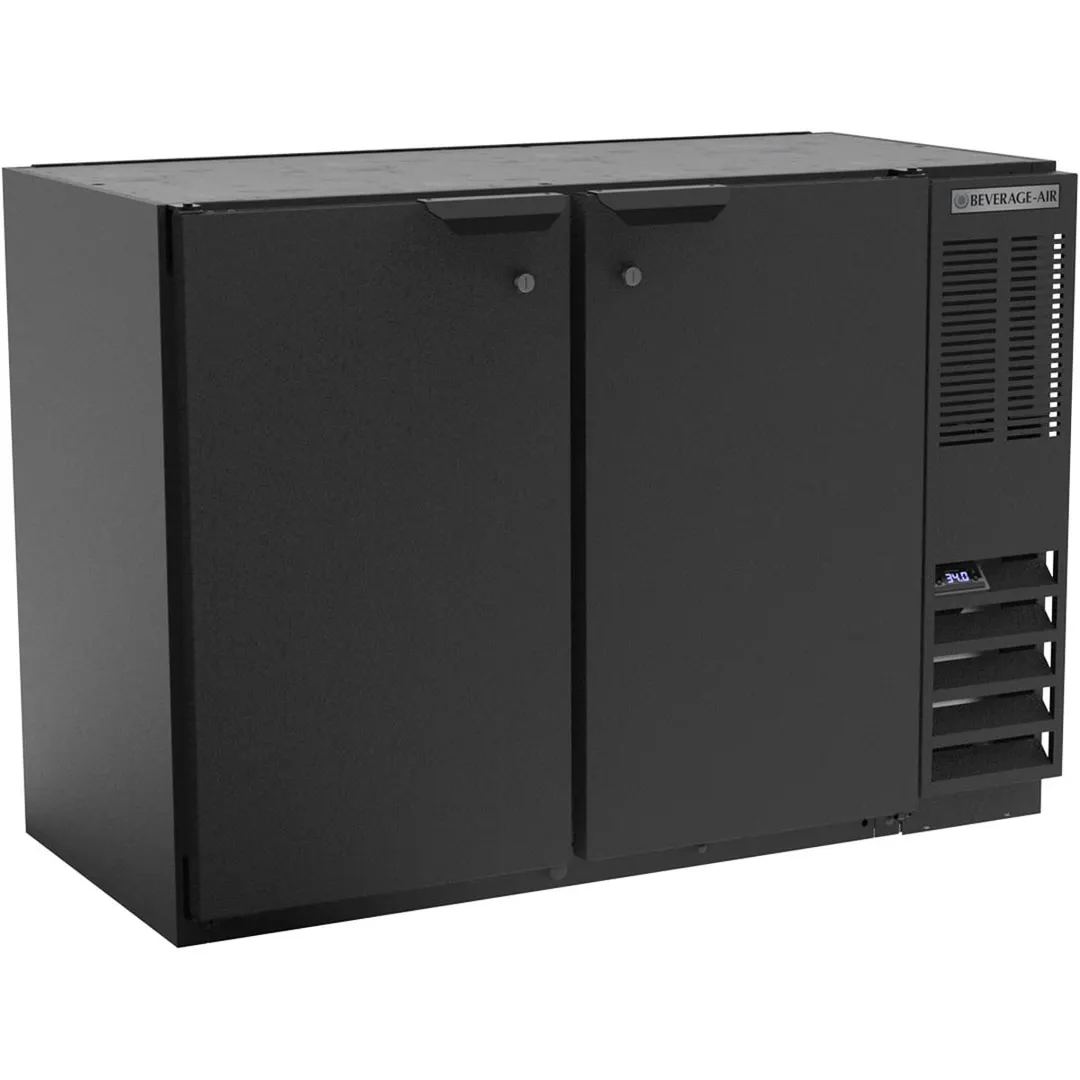 Beverage Air BB48HC-1-F-B 48" 2 Section Black Back Bar Cooler with Solid Door