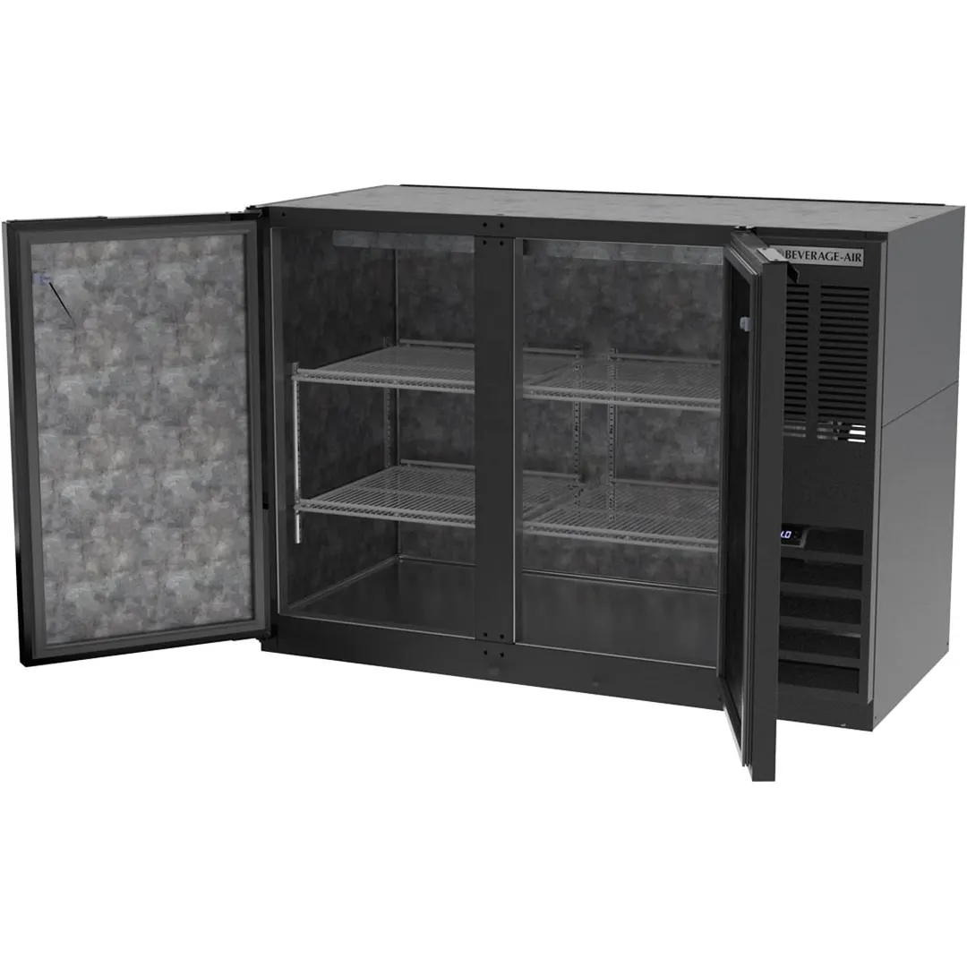 Beverage Air BB48HC-1-F-B 48" 2 Section Black Back Bar Cooler with Solid Door
