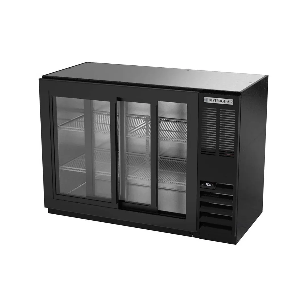 Beverage Air BB48HC-1-F-GS-B-27 48" 2 Section Black Back Bar Cooler with Glass Door