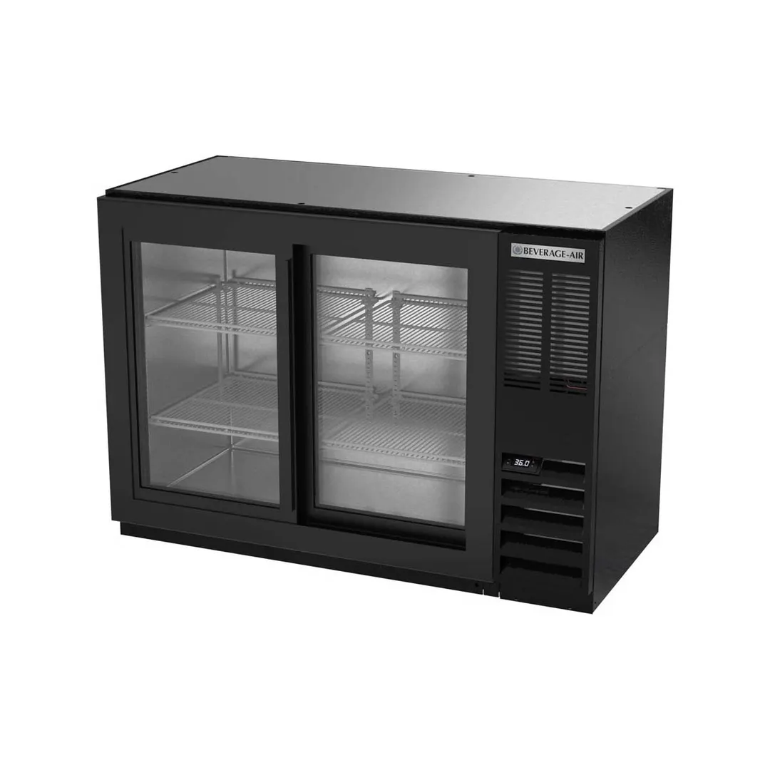 Beverage Air BB48HC-1-F-GS-B 48" 2 Section Black Back Bar Cooler with Glass Door