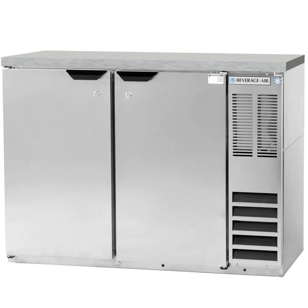 Beverage Air BB48HC-1-F-S-27 48" 2 Section Black Back Bar Cooler with Solid Door