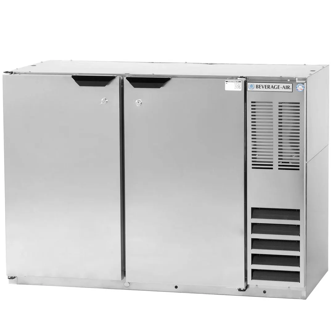 Beverage Air BB48HC-1-F-S 48" 2 Section Black Back Bar Cooler with Solid Door