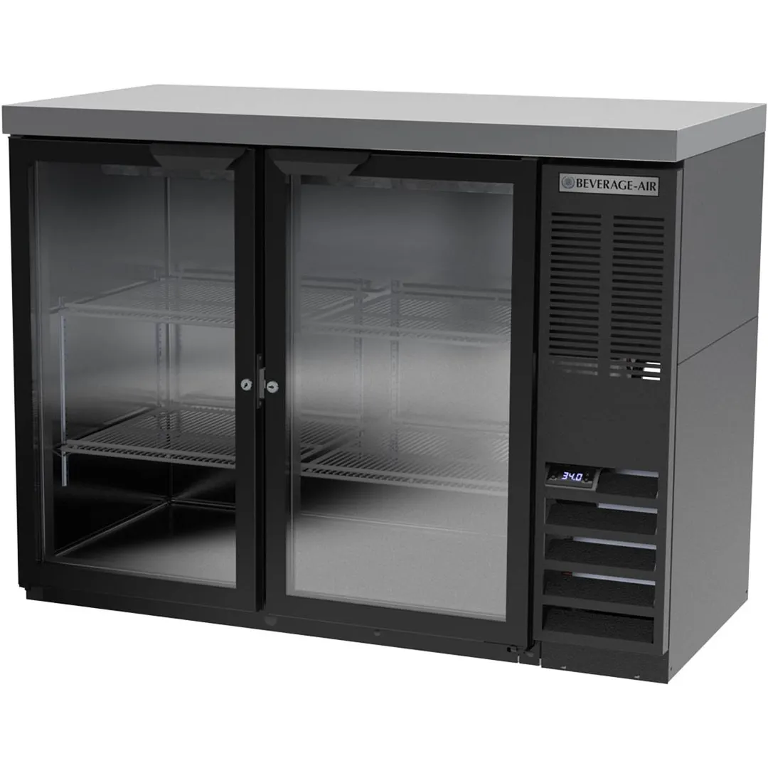 Beverage Air BB48HC-1-FG-B-27 48" 2 Section Black Back Bar Cooler with Glass Door