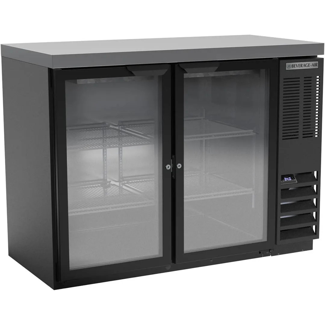 Beverage Air BB48HC-1-FG-B-27 48" 2 Section Black Back Bar Cooler with Glass Door