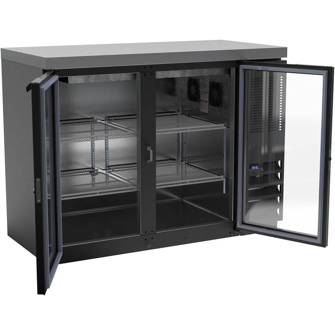 Beverage Air BB48HC-1-FG-B-27 48" 2 Section Black Back Bar Cooler with Glass Door