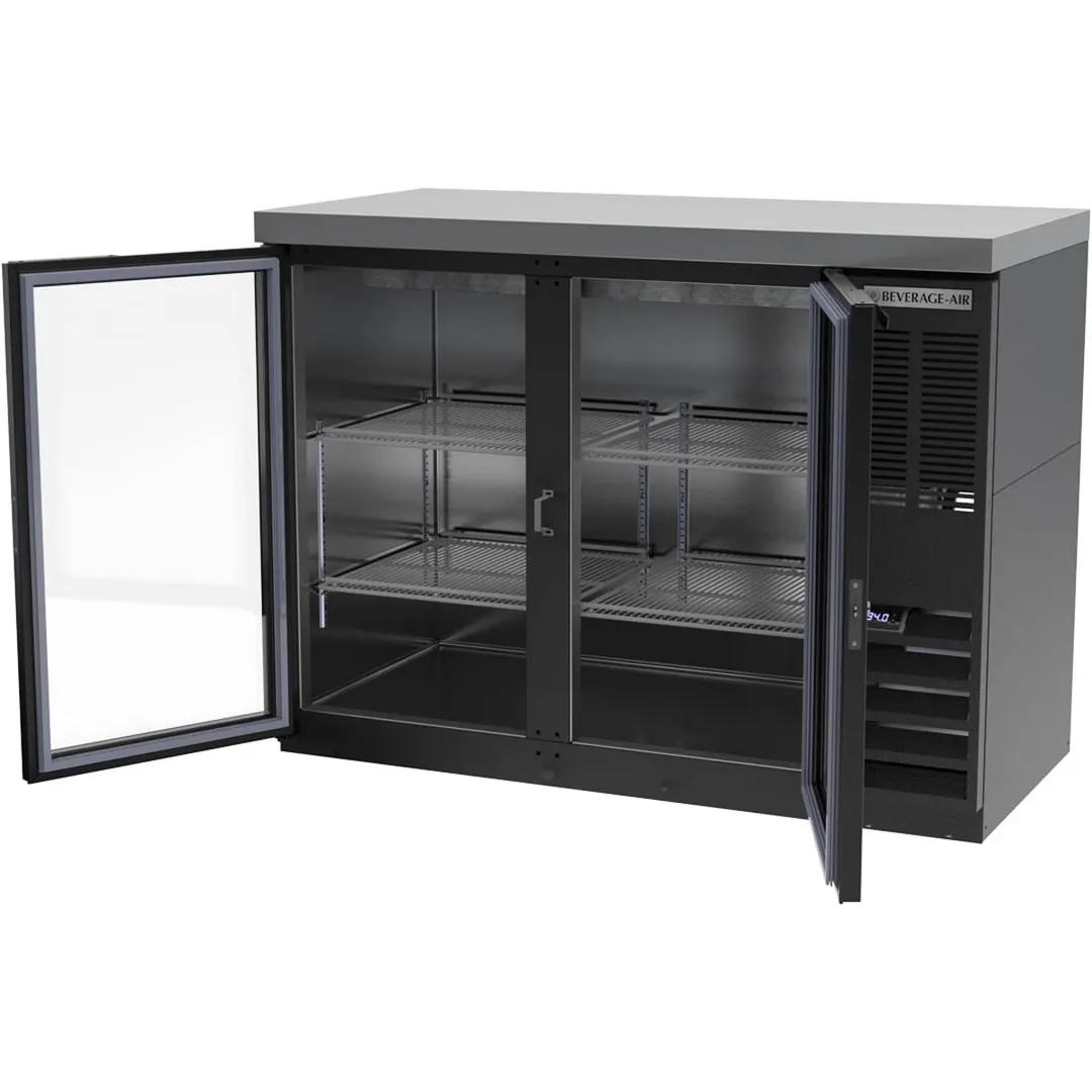 Beverage Air BB48HC-1-FG-B-27 48" 2 Section Black Back Bar Cooler with Glass Door