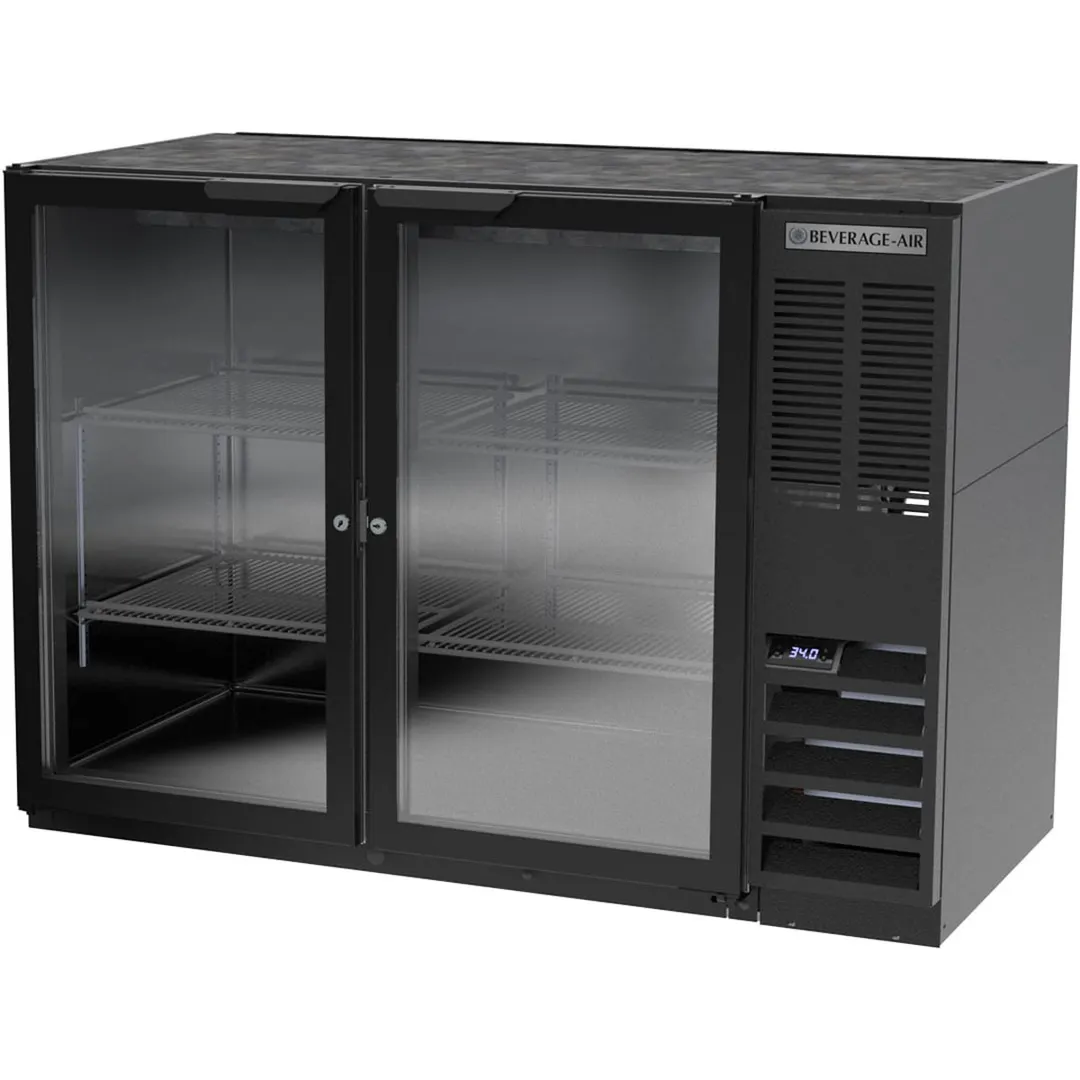 Beverage Air BB48HC-1-FG-B 48" 2 Section Black Back Bar Cooler with Glass Door