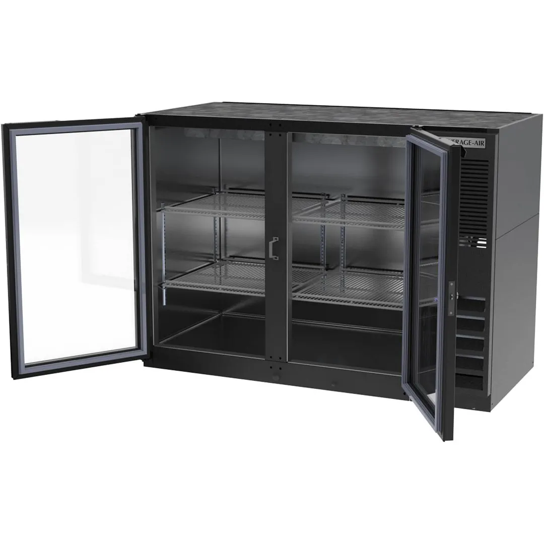 Beverage Air BB48HC-1-FG-B 48" 2 Section Black Back Bar Cooler with Glass Door