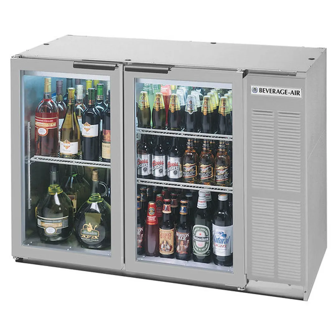 Beverage Air BB48HC-1-FG-S 48" 2 Section Black Back Bar Cooler with Glass Door