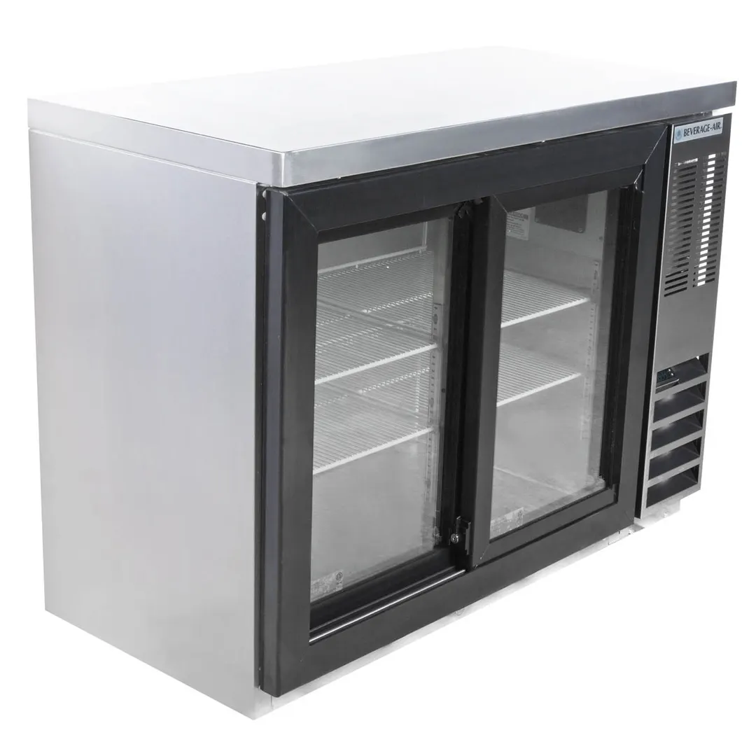 Beverage Air BB48HC-1-GS-S-27 48" 2 Section Black Back Bar Cooler with Glass Door