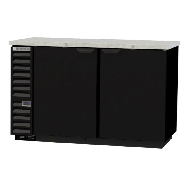 Beverage Air BB58HC-1-F-B 59" 2 Section Black Back Bar Cooler with Solid Door