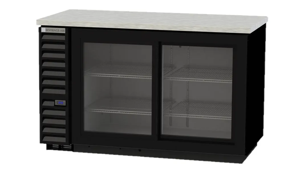 Beverage Air BB58HC-1-FG-B 59" 2 Section Stainless Steel Back Bar Cooler with Glass Door