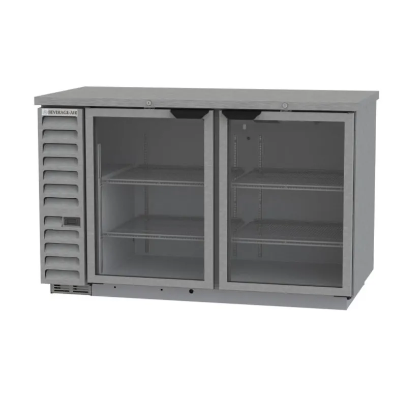 Beverage Air BB58HC-1-FG-S 59" 2 Section Stainless Steel Back Bar Cooler with Glass Door