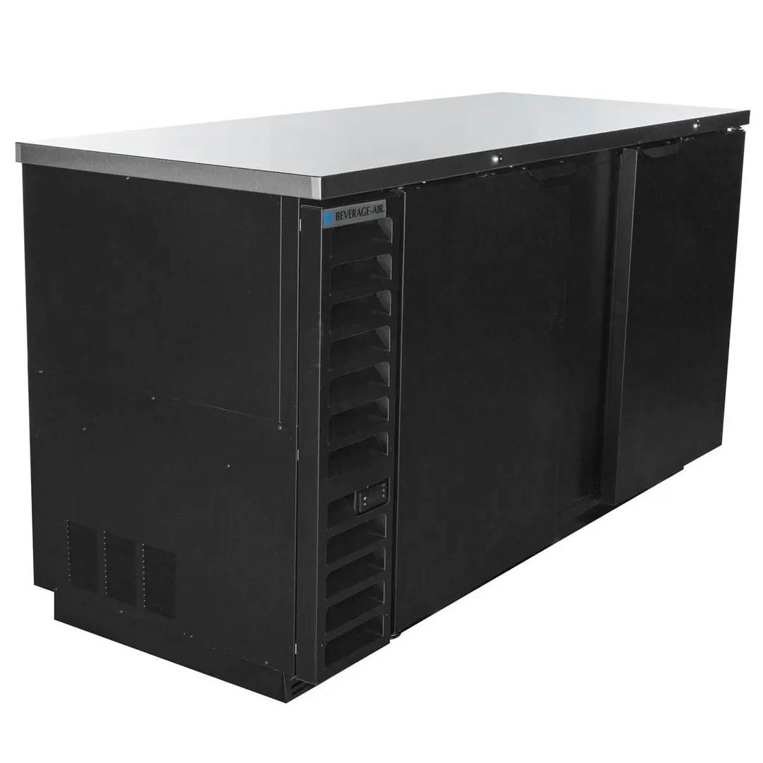 Beverage Air BB68HC-1-B 69" 2 Section Black Back Bar Cooler with Solid Door