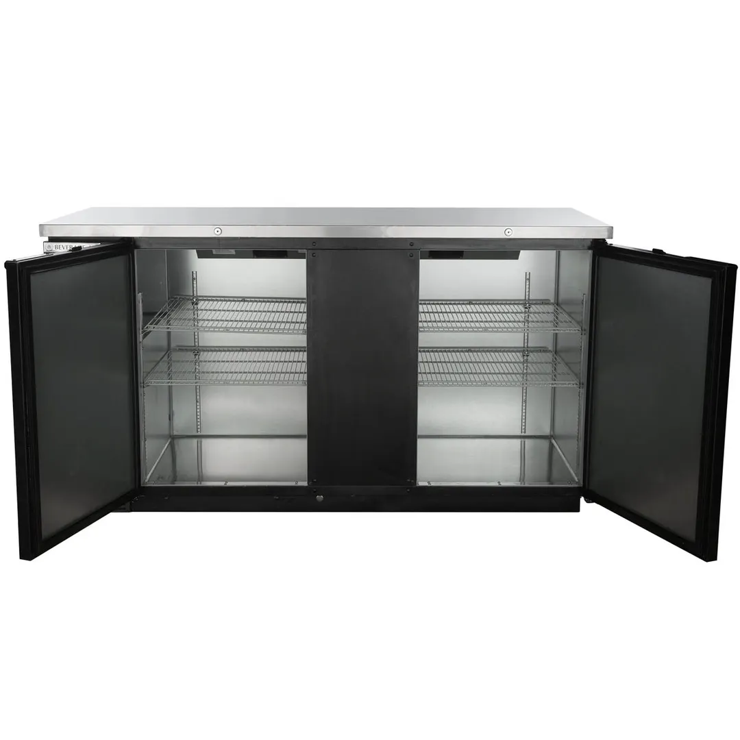 Beverage Air BB68HC-1-B 69" 2 Section Black Back Bar Cooler with Solid Door