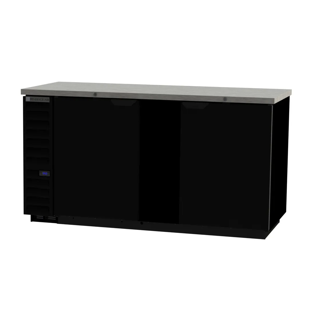 Beverage Air BB68HC-1-B 69" 2 Section Black Back Bar Cooler with Solid Door