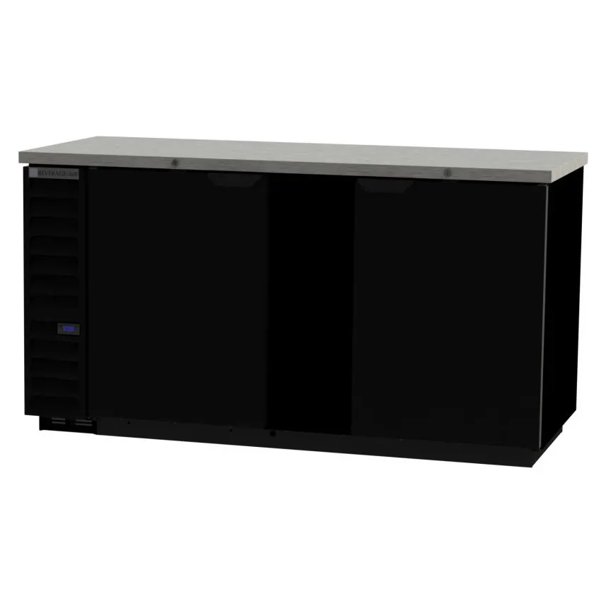 Beverage Air BB68HC-1-F-B 69" 2 Section Black Back Bar Cooler with Solid Door