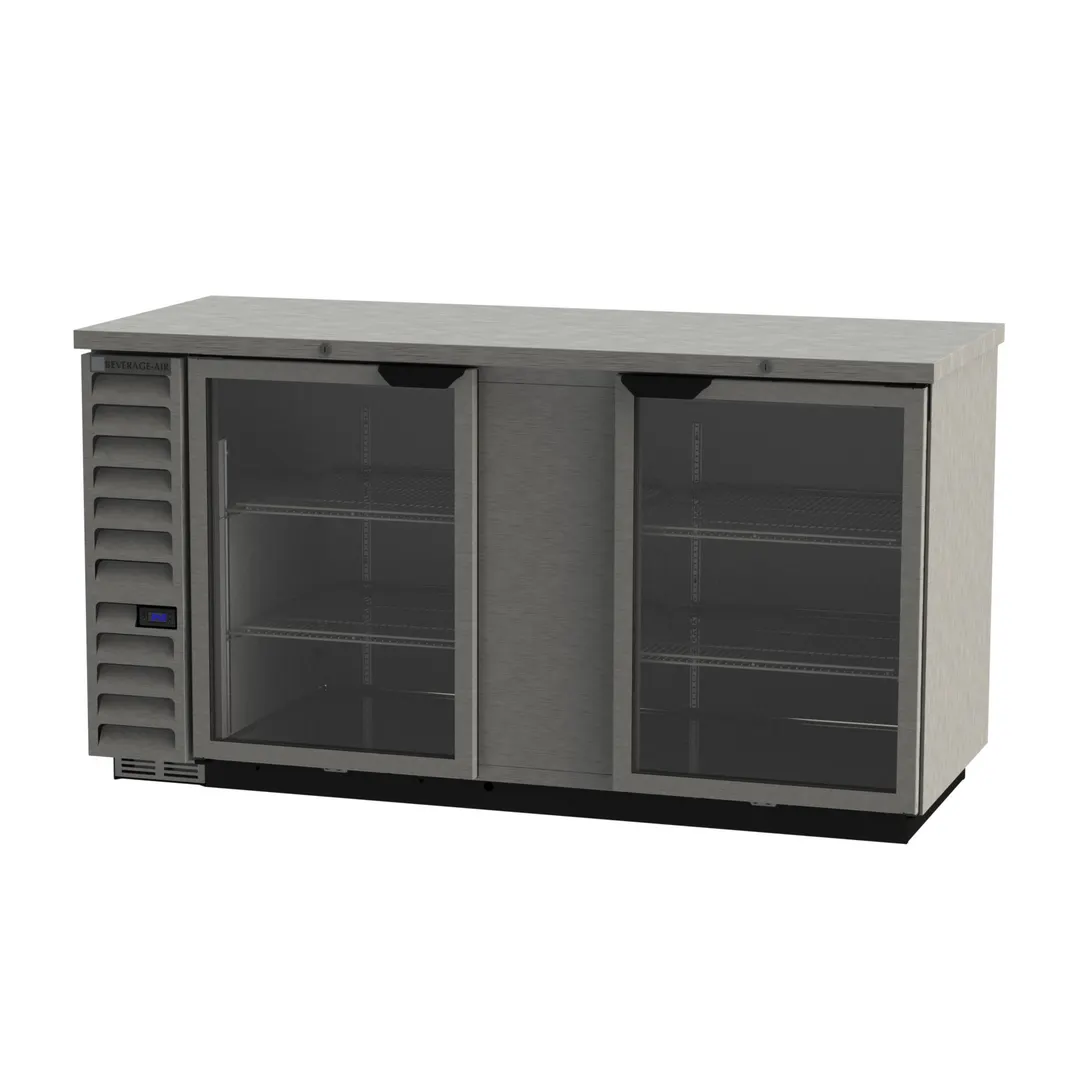 Beverage Air BB68HC-1-G-S 69" 2 Section Stainless Steel Back Bar Cooler with Glass Door