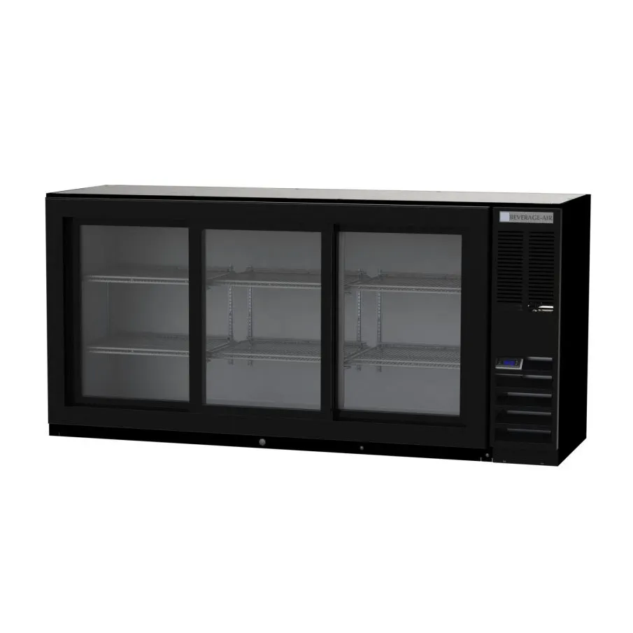 Beverage Air BB72HC-1-F-GS-B 72" 3 Section Back Bar Refrigerator with Glass Door
