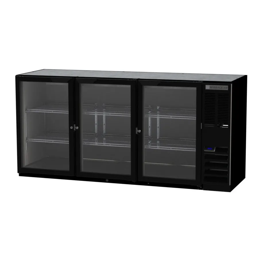 Beverage Air BB72HC-1-FG-B 72" 3 Section Back Bar Refrigerator with Glass Door