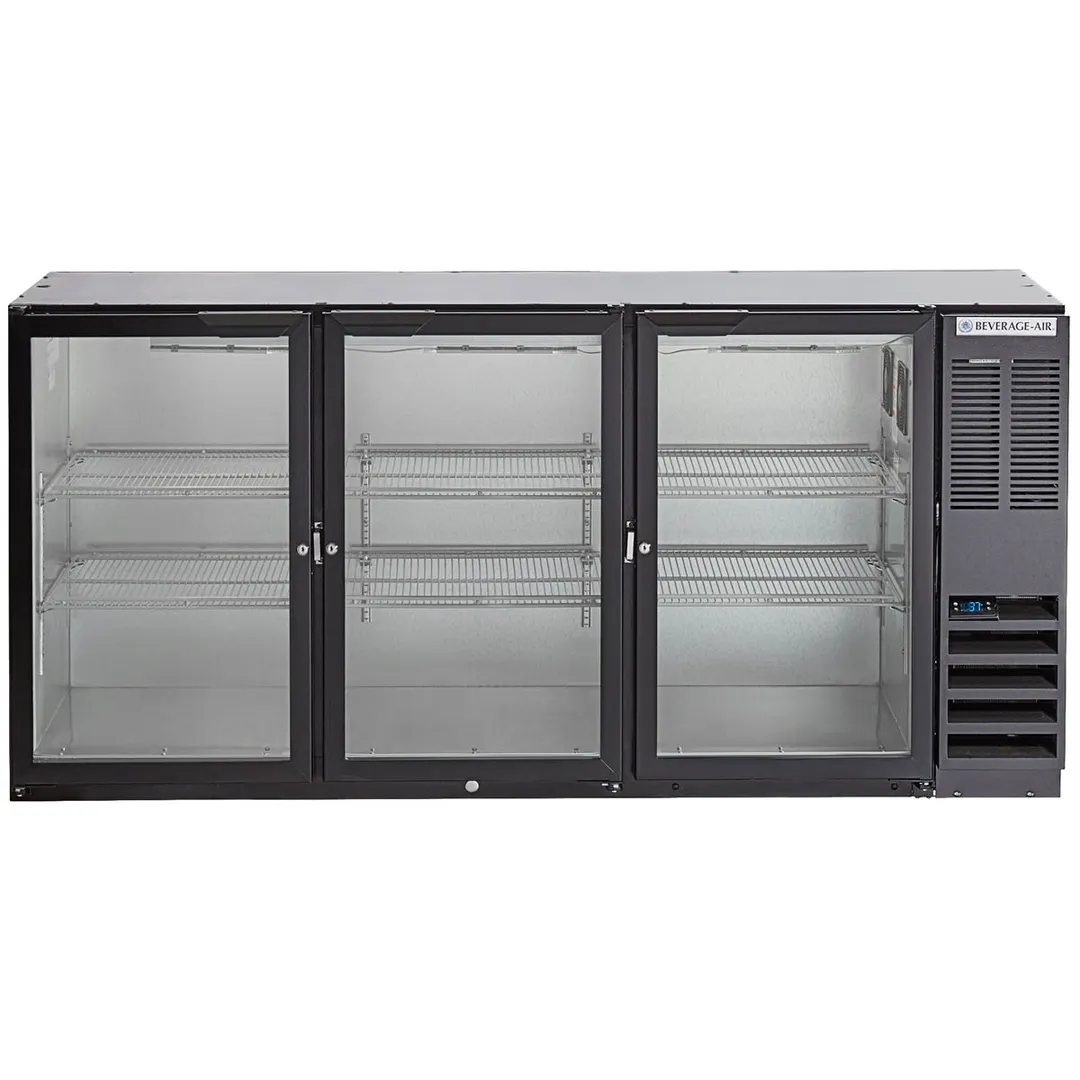 Beverage Air BB72HC-1-G-B 72" Three Section Back Bar Cooler with Glass Door, 19.92 cu. ft.