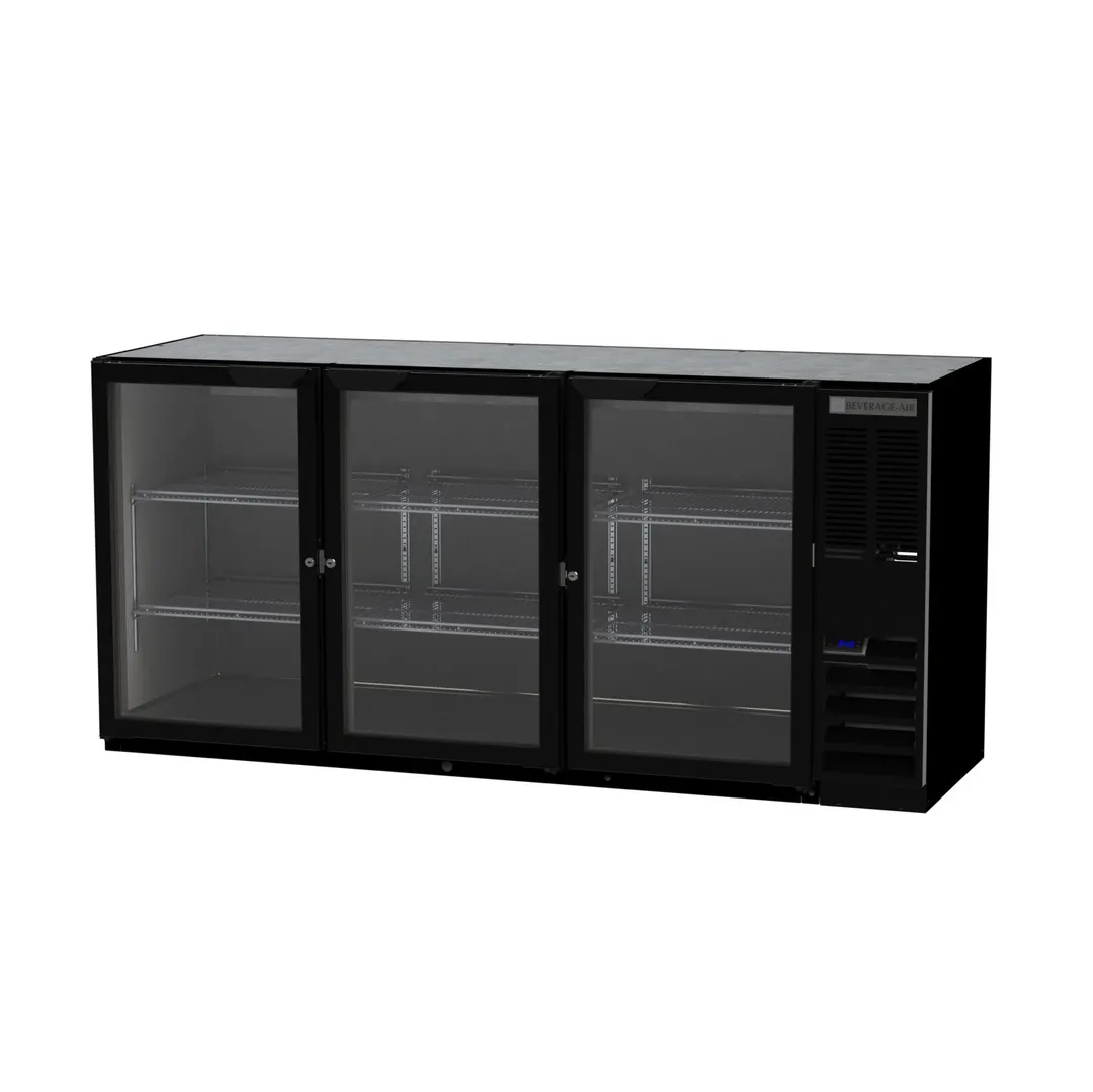 Beverage Air BB72HC-1-G-B 72" Three Section Back Bar Cooler with Glass Door, 19.92 cu. ft.