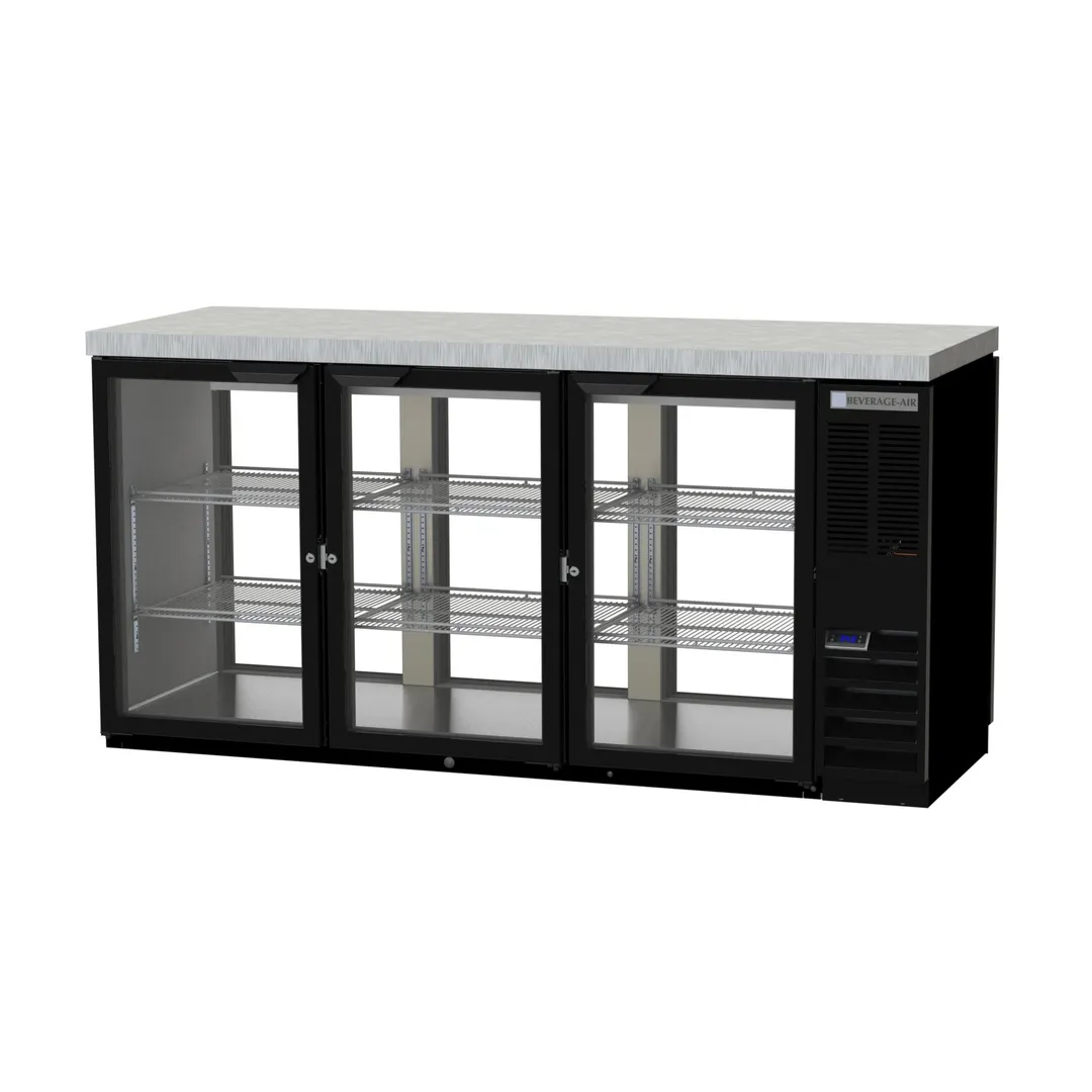 Beverage Air BB72HC-1-G-PT-B-27 72" Pass-Thru Glass Door Back Bar Refrigerator