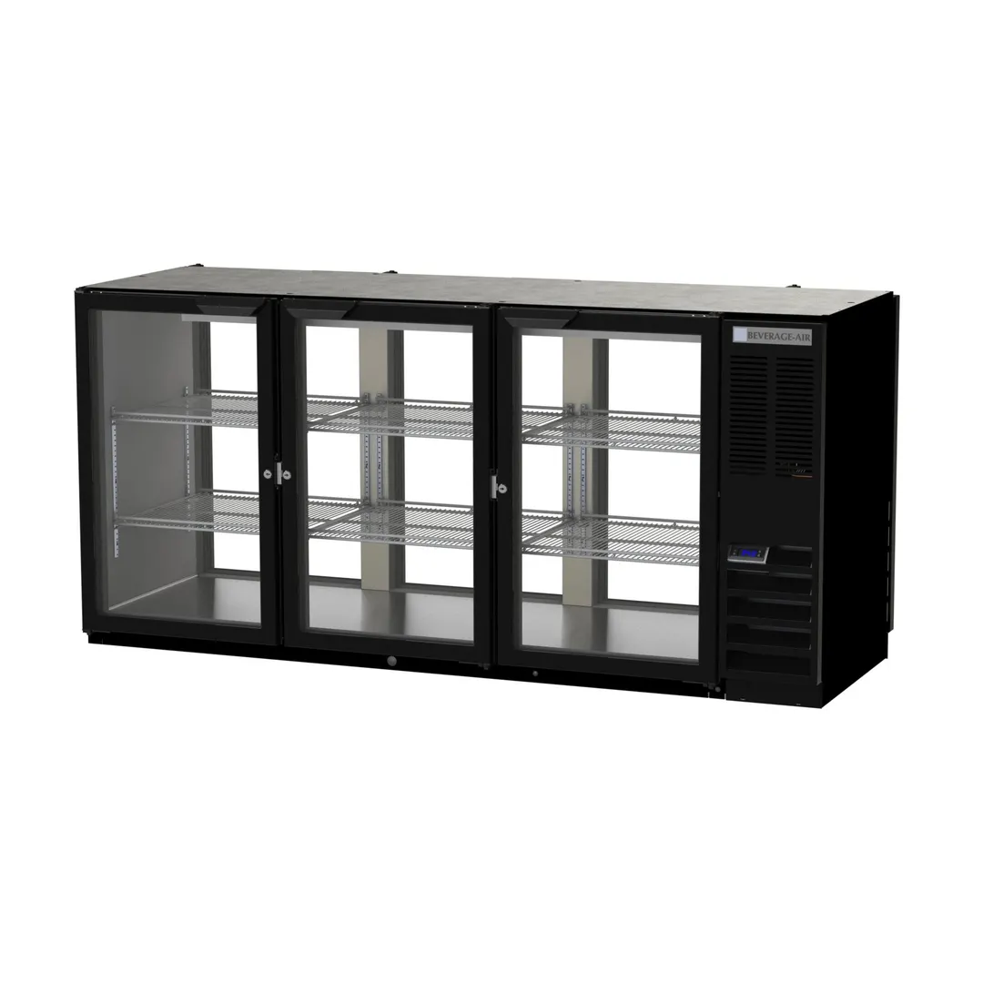 Beverage Air BB72HC-1-G-PT-B 72" Pass-Thru Glass Door Back Bar Refrigerator