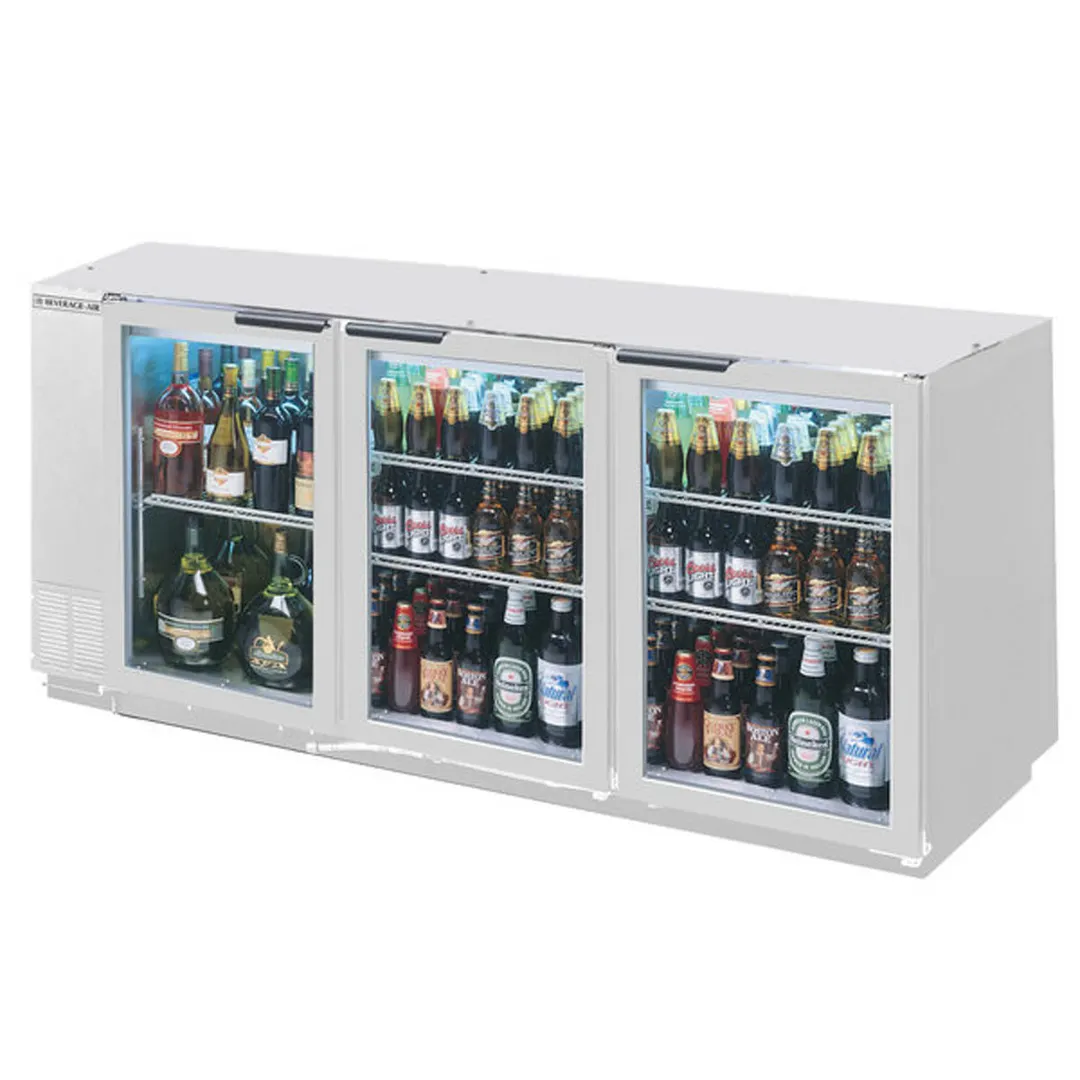 Beverage Air BB72HC-1-G-PT-S-27 72" Pass-Thru Glass Door Back Bar Refrigerator