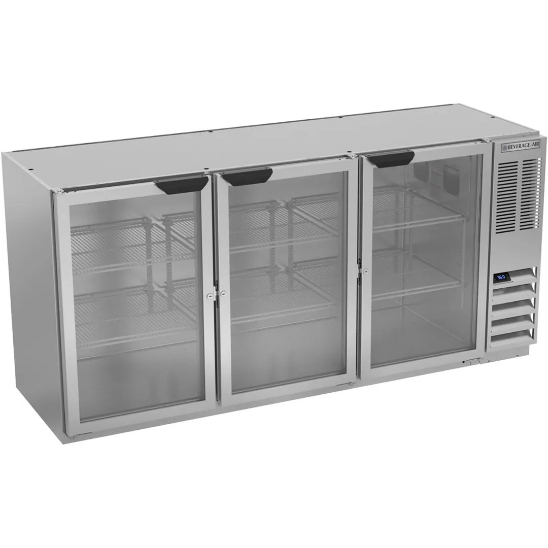 Beverage Air BB72HC-1-G-S-27 72" 2 Section Stainless Steel Back Bar Cooler with Glass Door