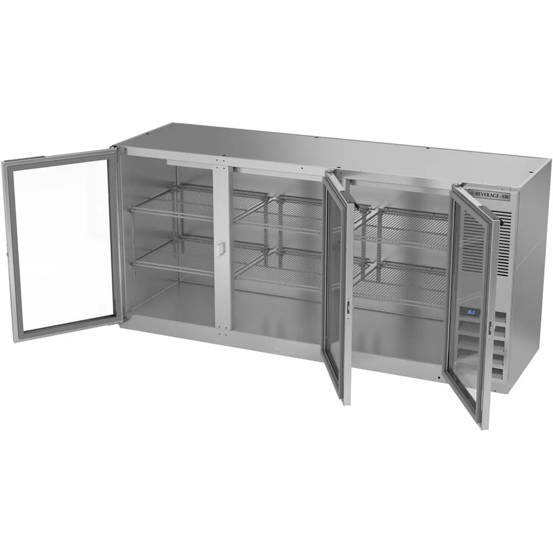 Beverage Air BB72HC-1-G-S-27 72" 2 Section Stainless Steel Back Bar Cooler with Glass Door