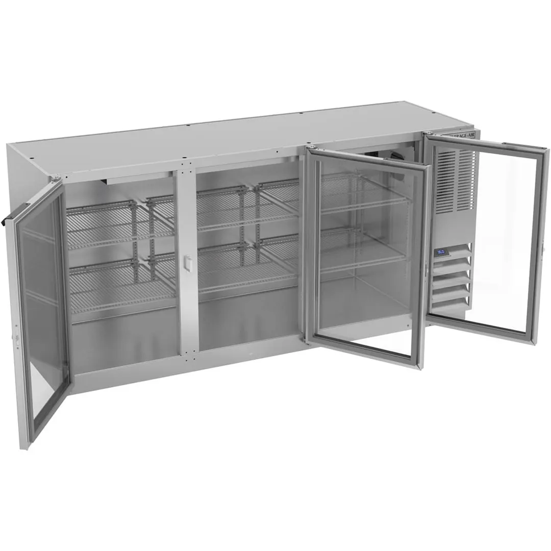 Beverage Air BB72HC-1-G-S-27 72" 2 Section Stainless Steel Back Bar Cooler with Glass Door