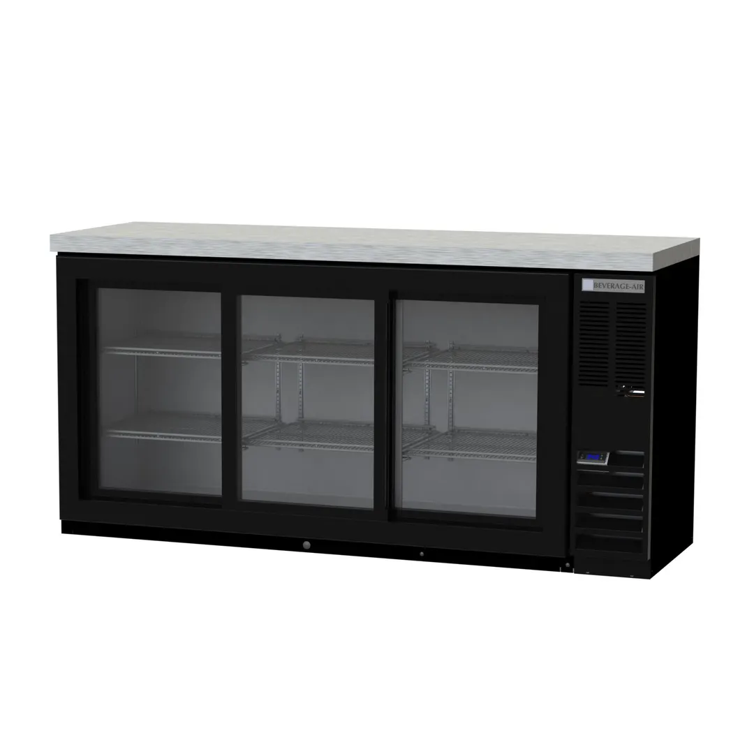 Beverage Air BB72HC-1-GS-B-27 72" Three Section Back Bar Cooler with Glass Door, 19.92 cu. ft.