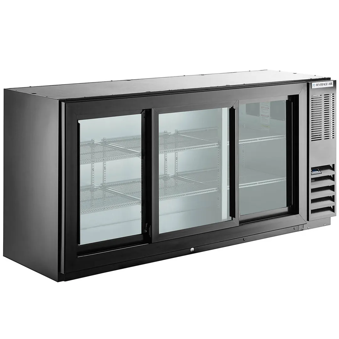 Beverage Air BB72HC-1-GS-B 72" 3 Section Black Back Bar Cooler with Glass Door