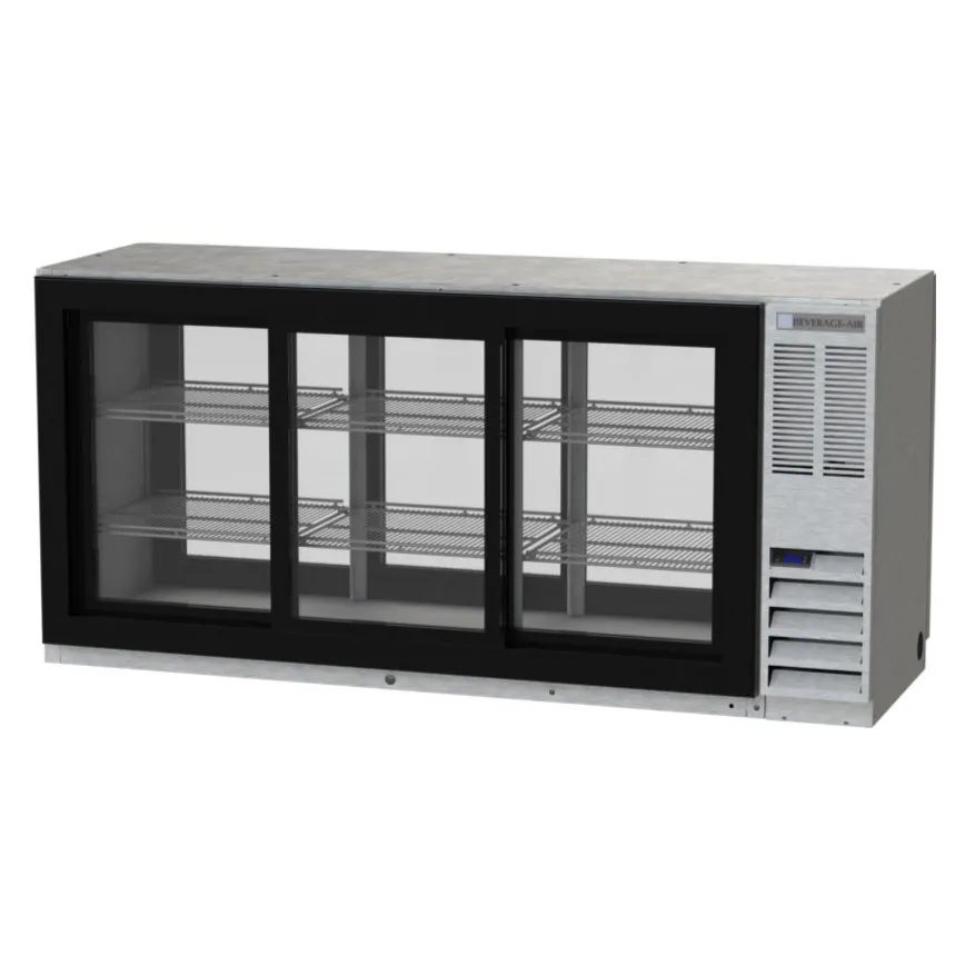 Beverage Air BB72HC-1-GS-PT-B 72" Pass-Thru Glass Door Back Bar Cooler