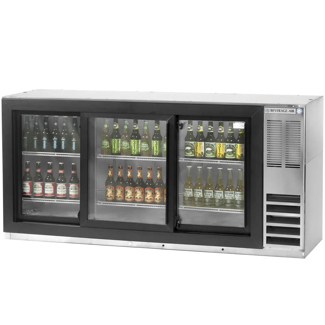 Beverage Air BB78HC-1-G-S 79" Three Section Back Bar Cooler with Glass Door, 33.59 cu. ft.