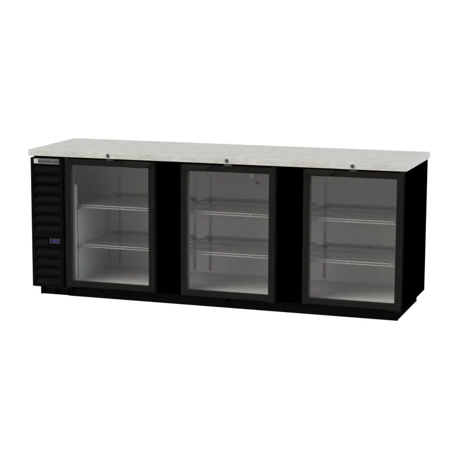 Beverage Air BB94HC-1-FG-B 95" Three Section Back Bar Cooler with Glass Door, 37.82 cu. ft.