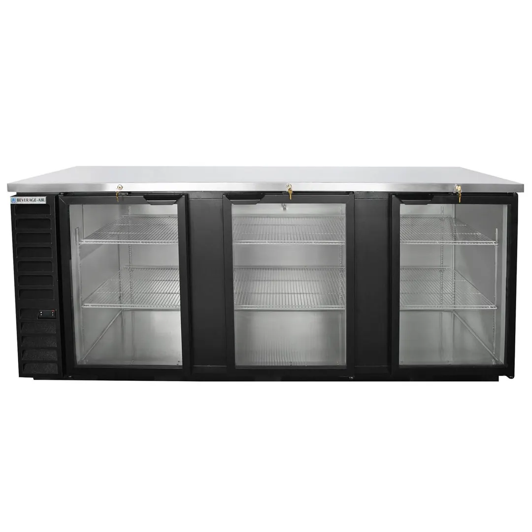 Beverage Air BB94HC-1-G-B 95" Three Section Back Bar Cooler with Glass Door, 37.82 cu. ft.