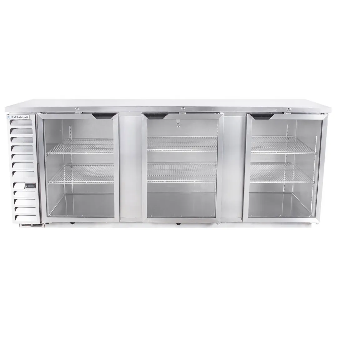 Beverage Air BB94HC-1-G-S 95" Three Section Back Bar Cooler with Glass Door, 37.82 cu. ft.
