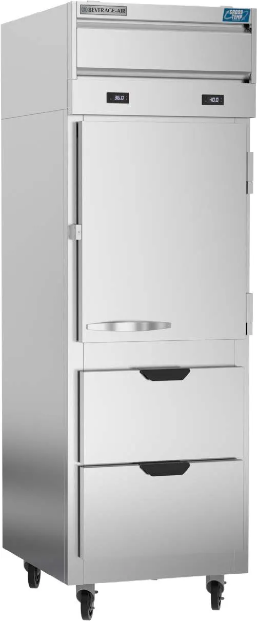 Beverage Air CT12-12HC-1HSD 26" 1-Section Convertible Refrigerator Freezer, 1 Half Solid Doors & 2 Drawers, 18 cu. ft.