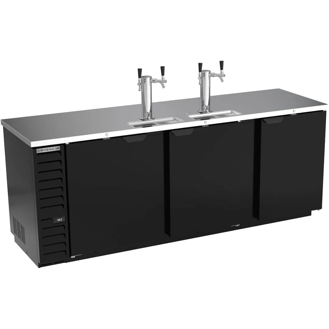 Beverage Air DD94HC-1-B 95" Draft Beer Cooler, 5‑Keg, 37.8 cu ft, Black, 2Col Faucet R290 1/3 HP USA